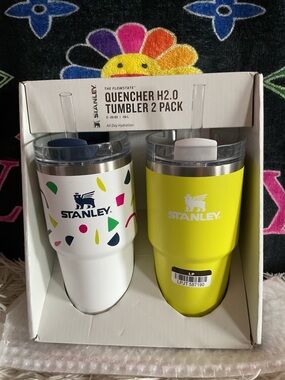 Stanley 2-Pack Quencher Tumblers - White Confetti & Neon Yellow